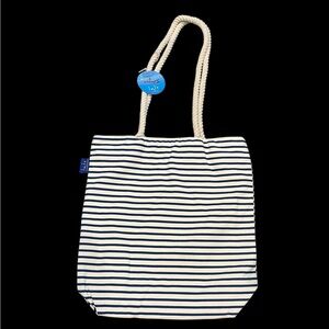 NWT Inis the Energy of the Sea Tote Beach Bag Rope Handles Off White Blue